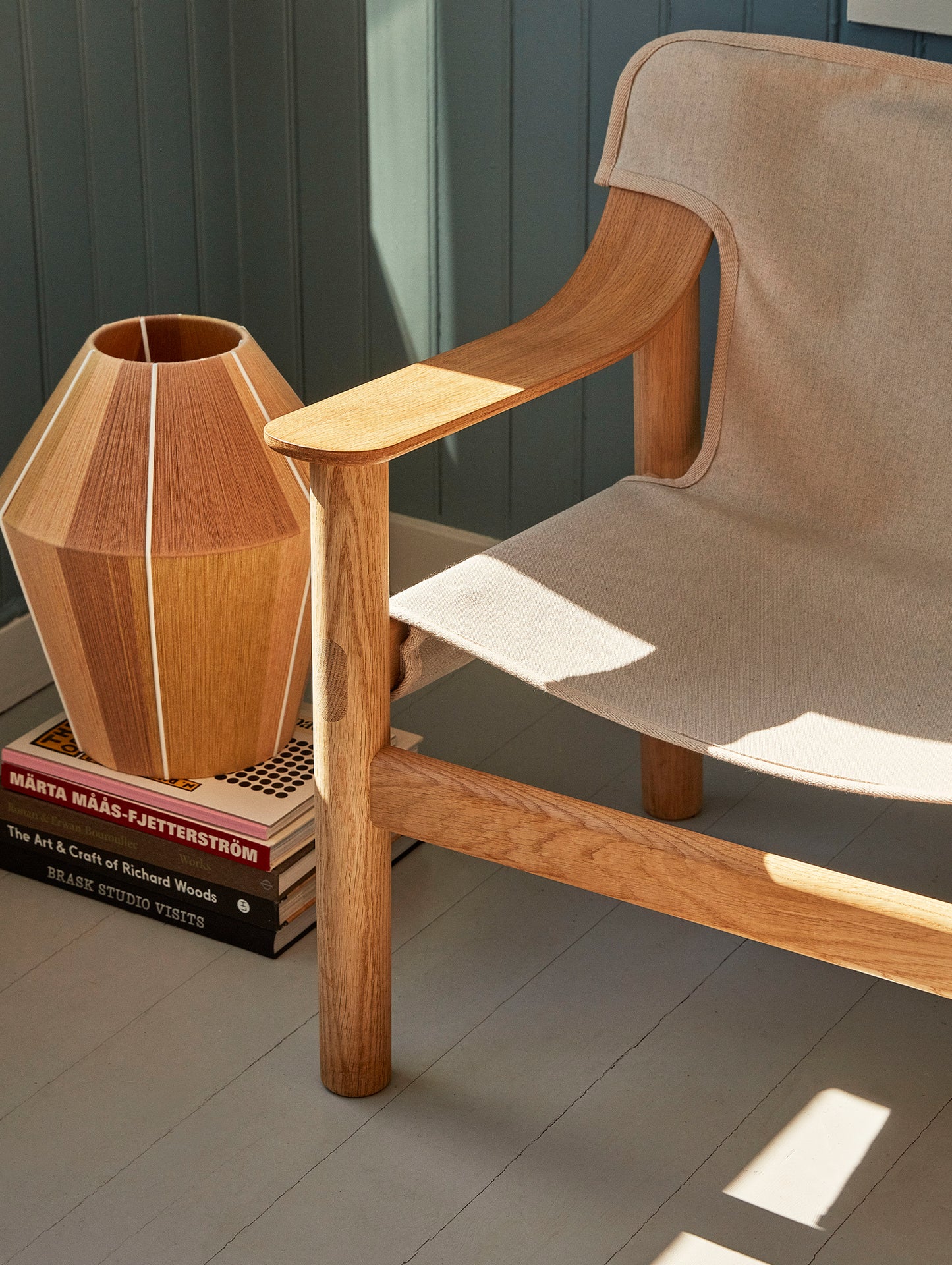 Bernard Easy Chair by HAY - Lacquered Oak (Water-Based / Raw Canvas Cover