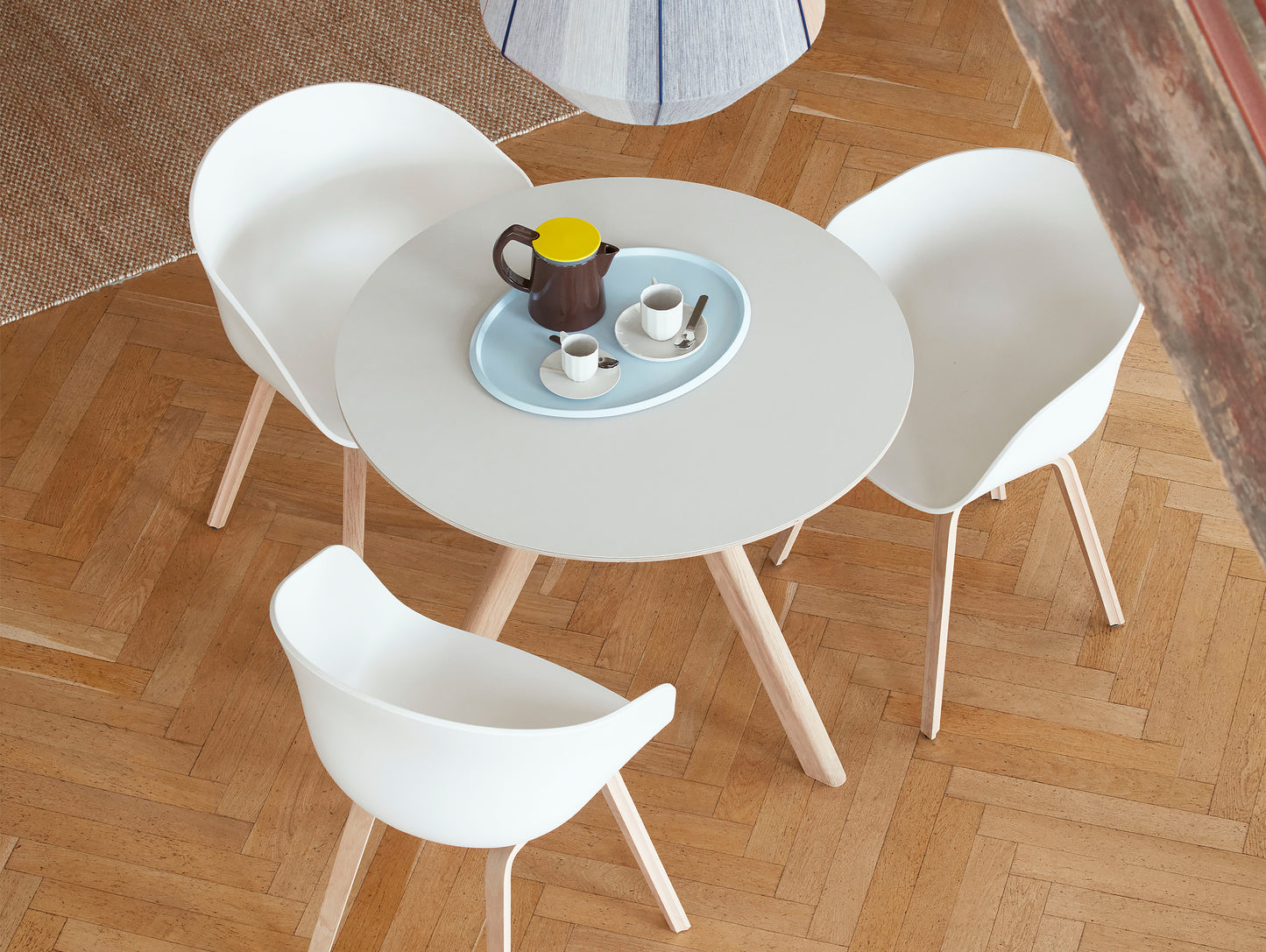 HAY CPH 20 Dining Table - Off-White Lino / Matt Lacquered Oak / 90 cm