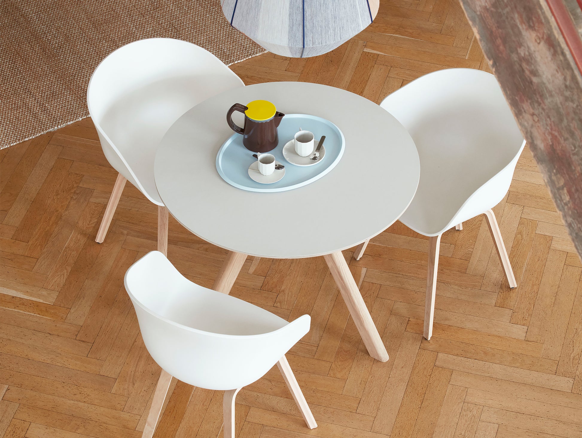 HAY CPH 20 Dining Table - Off-White Lino / Matt Lacquered Oak / 90 cm