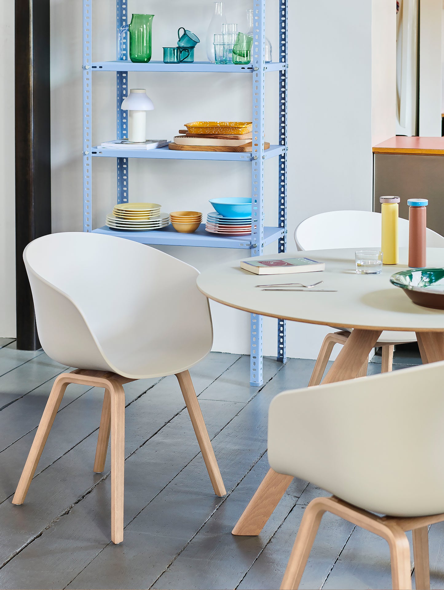 HAY CPH 20 Dining Table - White Laminate / Matt Lacquered Oak / 120 cm