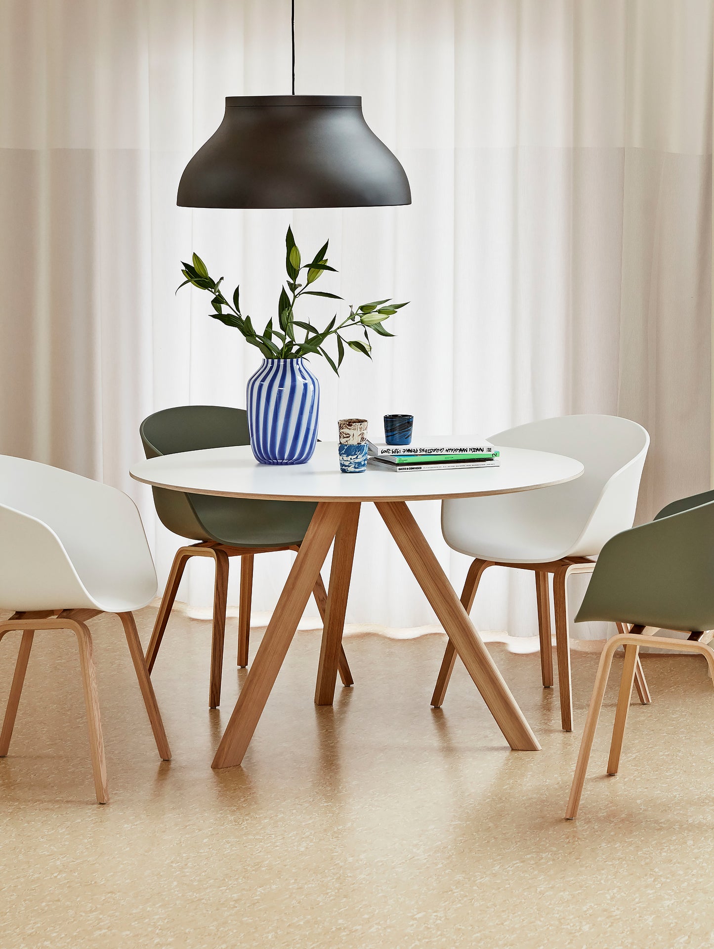 HAY CPH 20 Dining Table - White Laminate / Matt Lacquered Oak / 120 cm