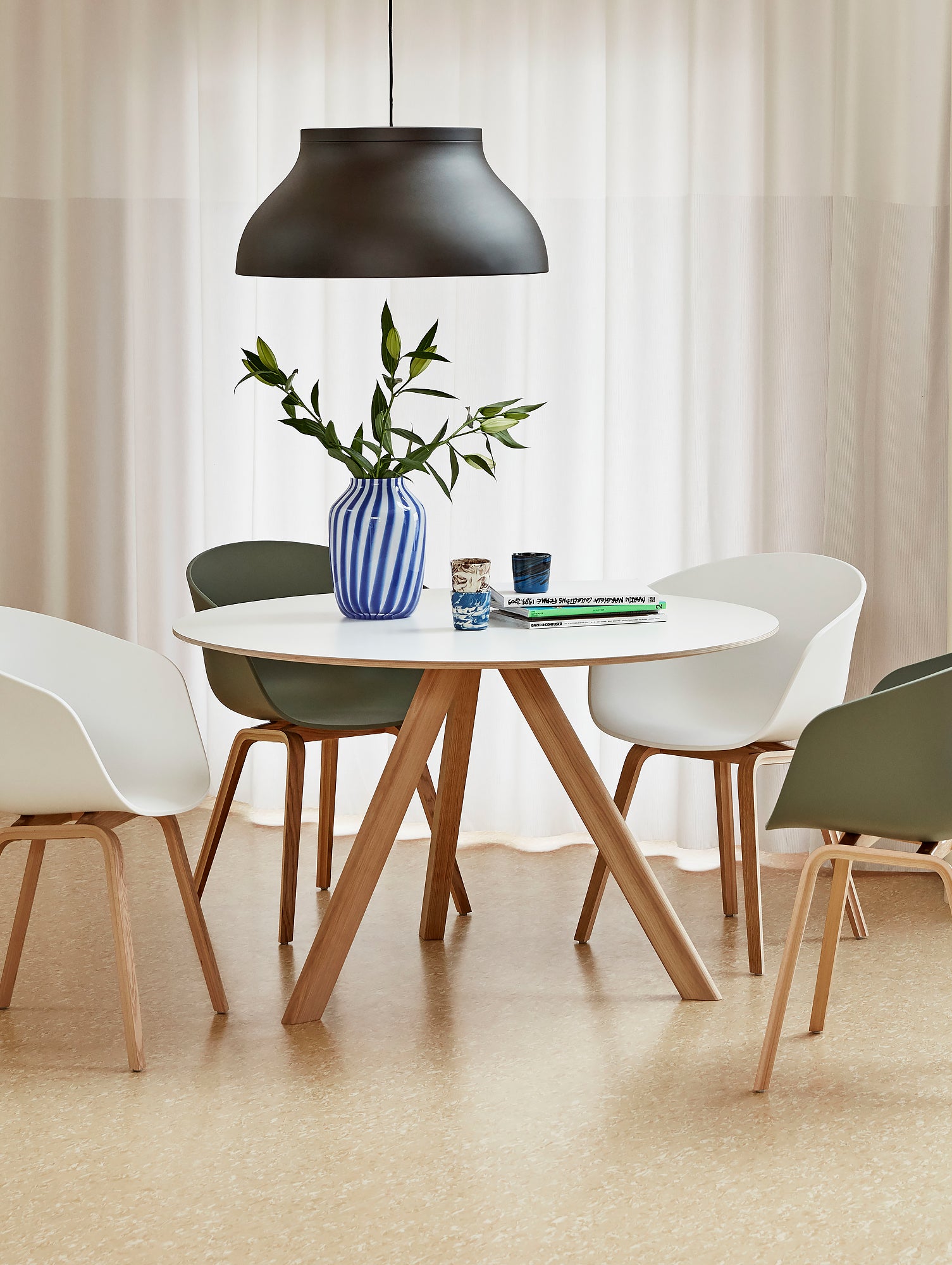 HAY CPH 20 Dining Table - White Laminate / Matt Lacquered Oak / 120 cm