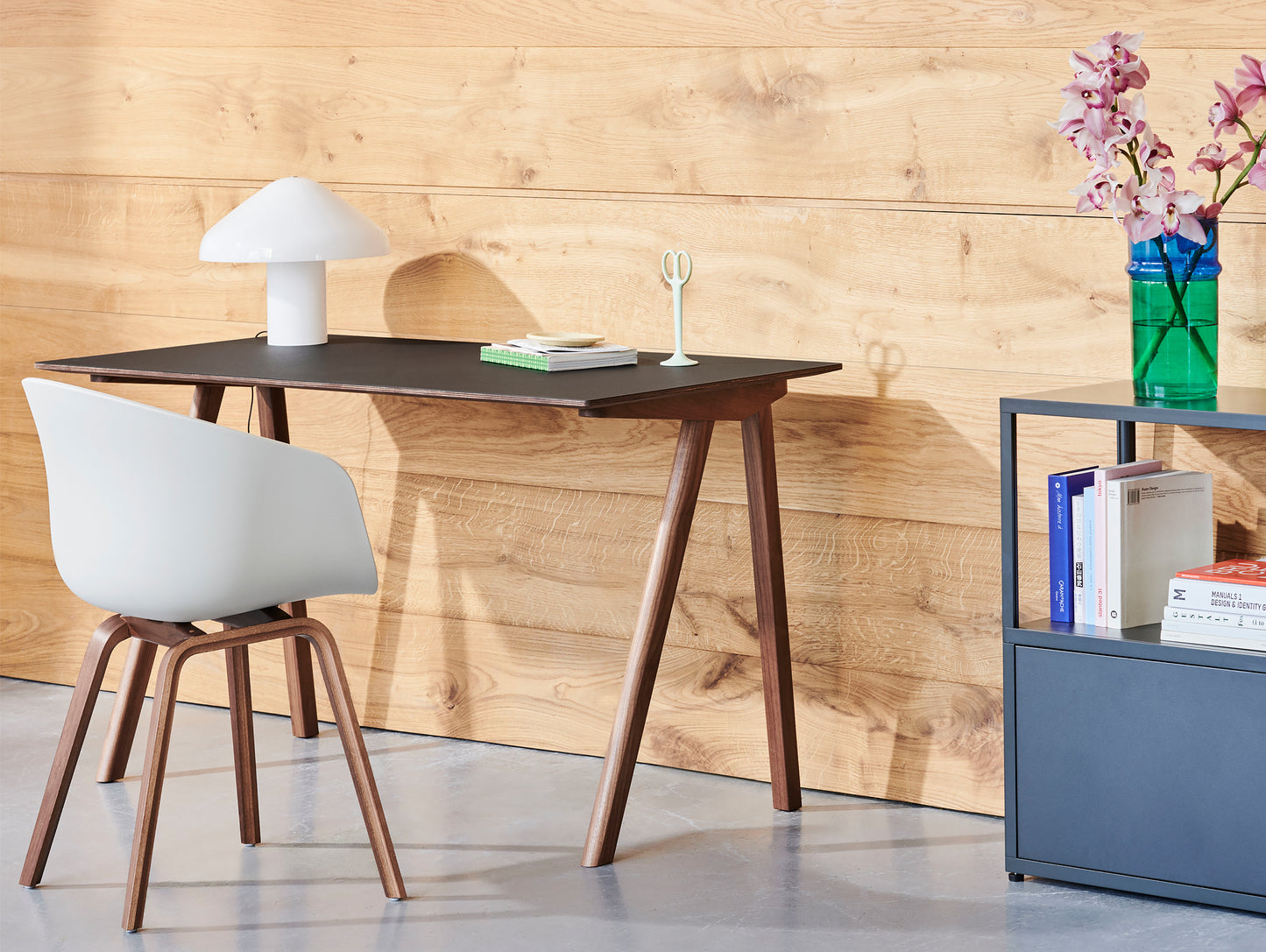 Copenhague Desk CPH90 by HAY - Dark Grey Linoleum / Water Based Lacquered Walnut