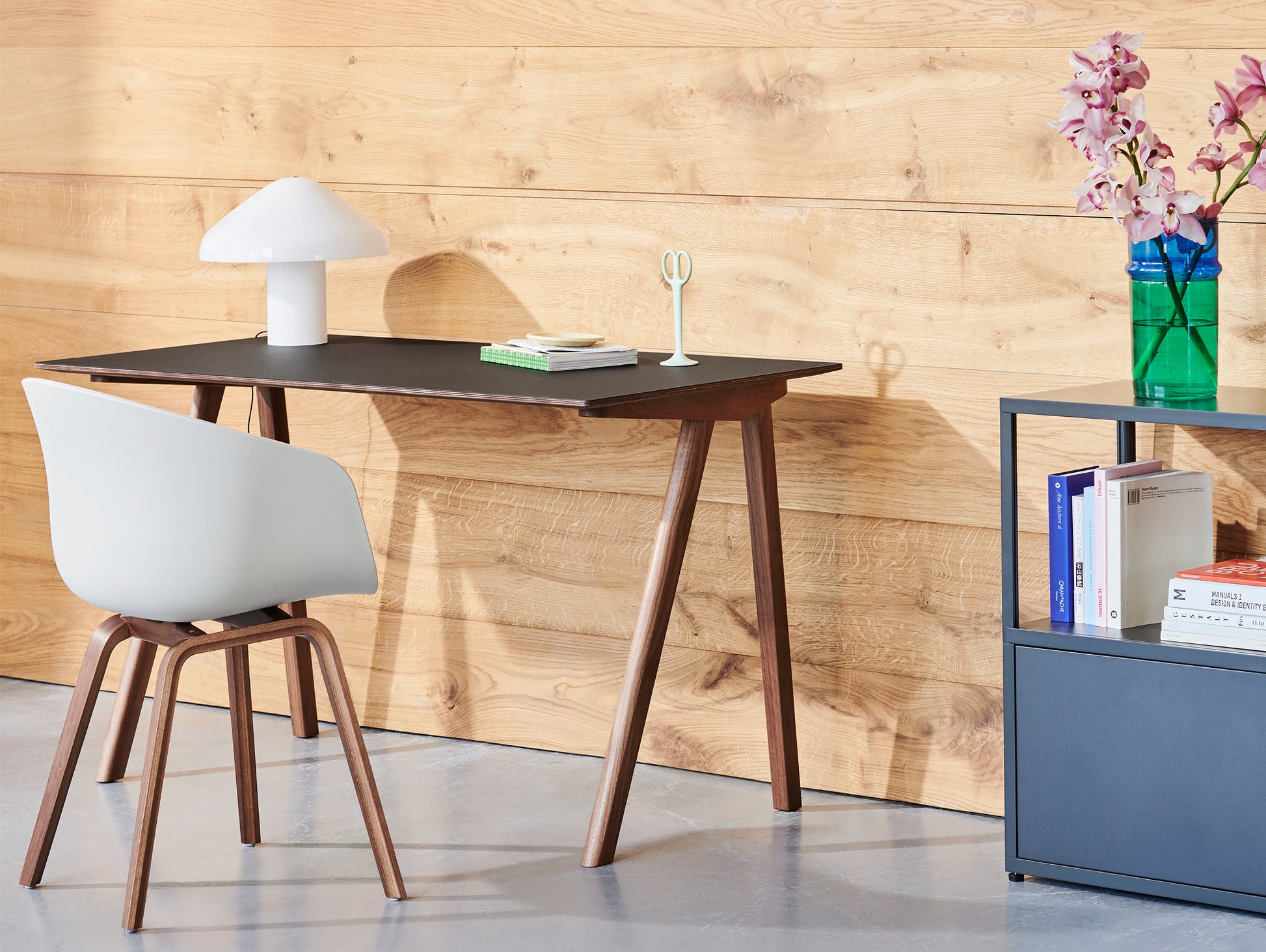 Copenhague Desk CPH90 by HAY - Dark Grey Linoleum / Water Based Lacquered Walnut