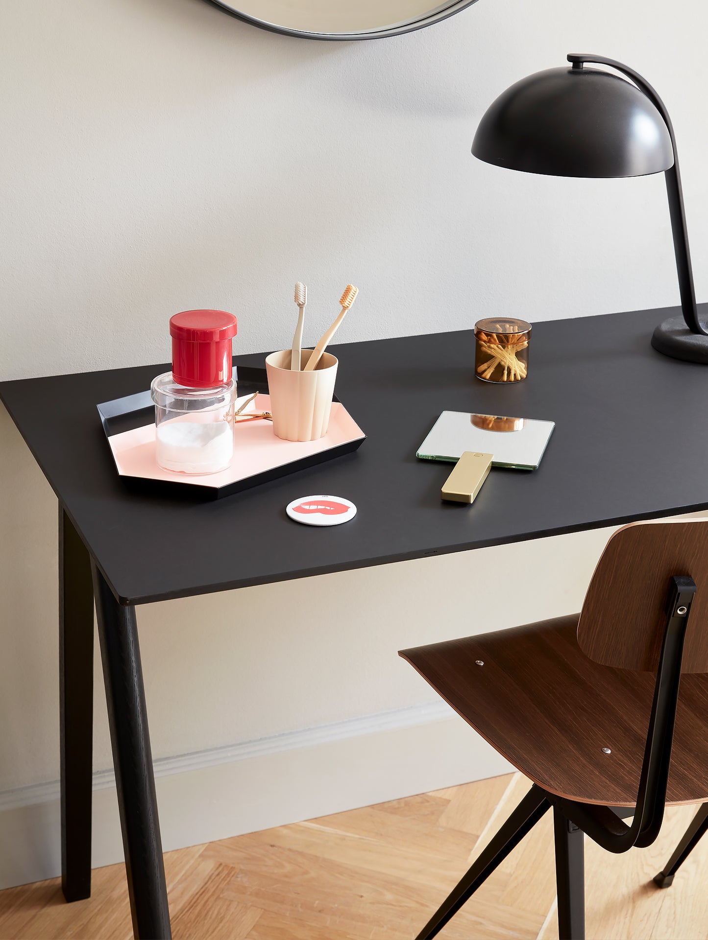 Copenhague Desk CPH90 by HAY - Black Linoleum / Black Stained Oak