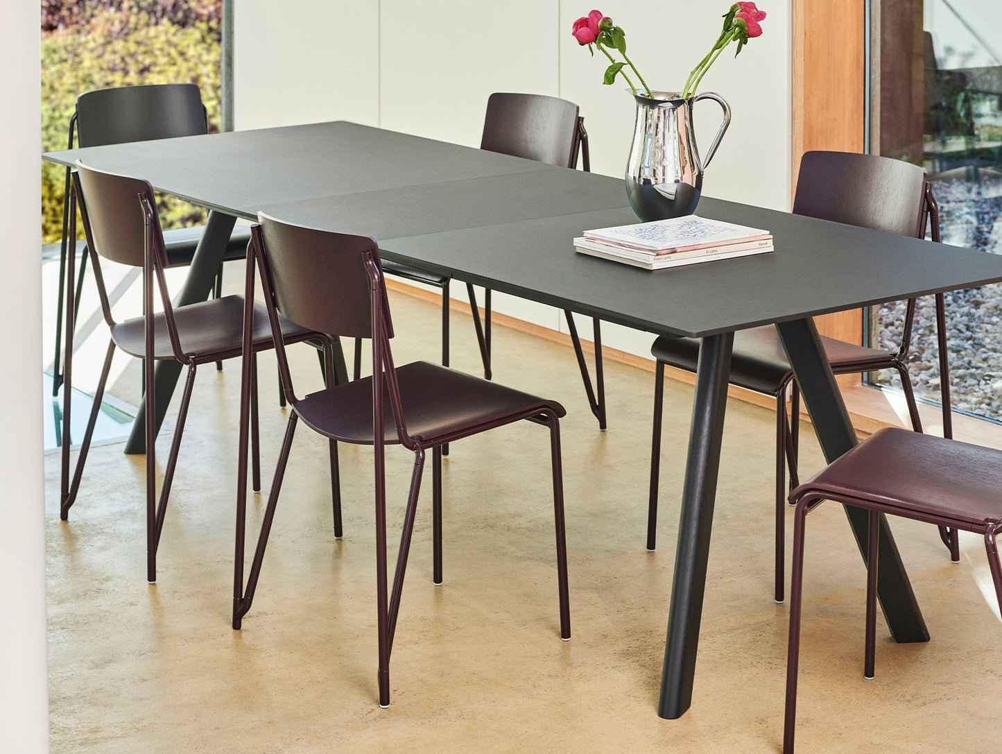 CPH30 Extendable Dining Table by HAY - Black Linoleum Tabletop with Black Lacquered Oak Base