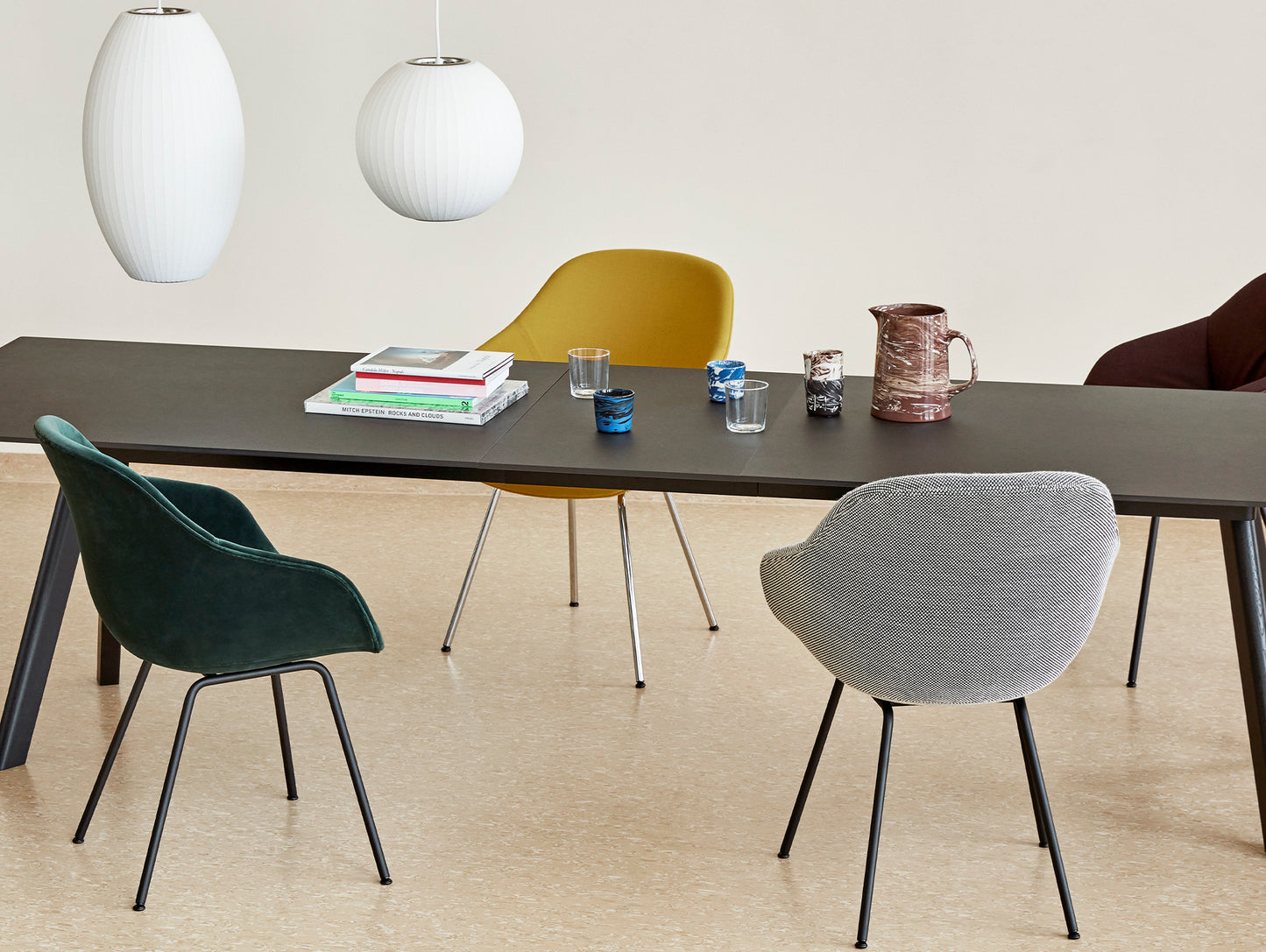 CPH30 Extendable Dining Table by HAY - Black Linoleum Tabletop with Black Lacquered Oak Base