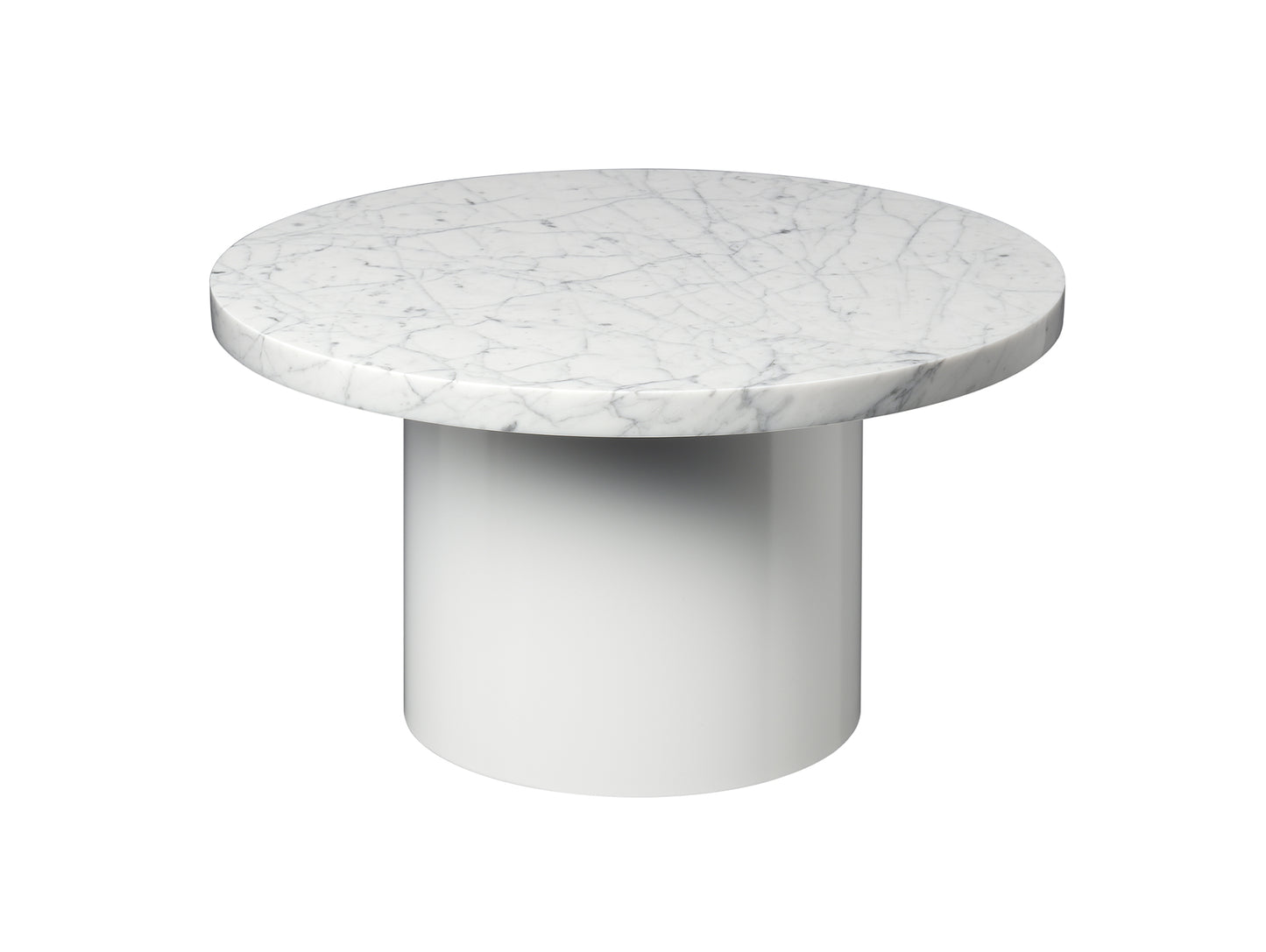 CT09 Enoki Side Table by e15 - (D55 H30 cm) Bianco Carrara Marble Tabletop / Signal White Steel Base