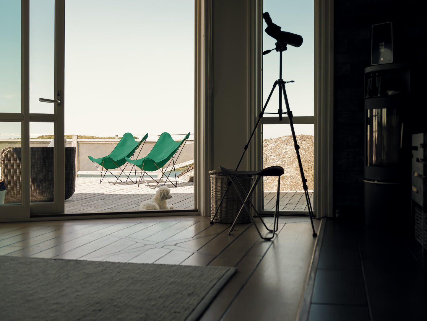 Sunshine Mariposa Butterfly Chair by Cuero - Zinc Coated Black Steel Frame / Forest Green Cover