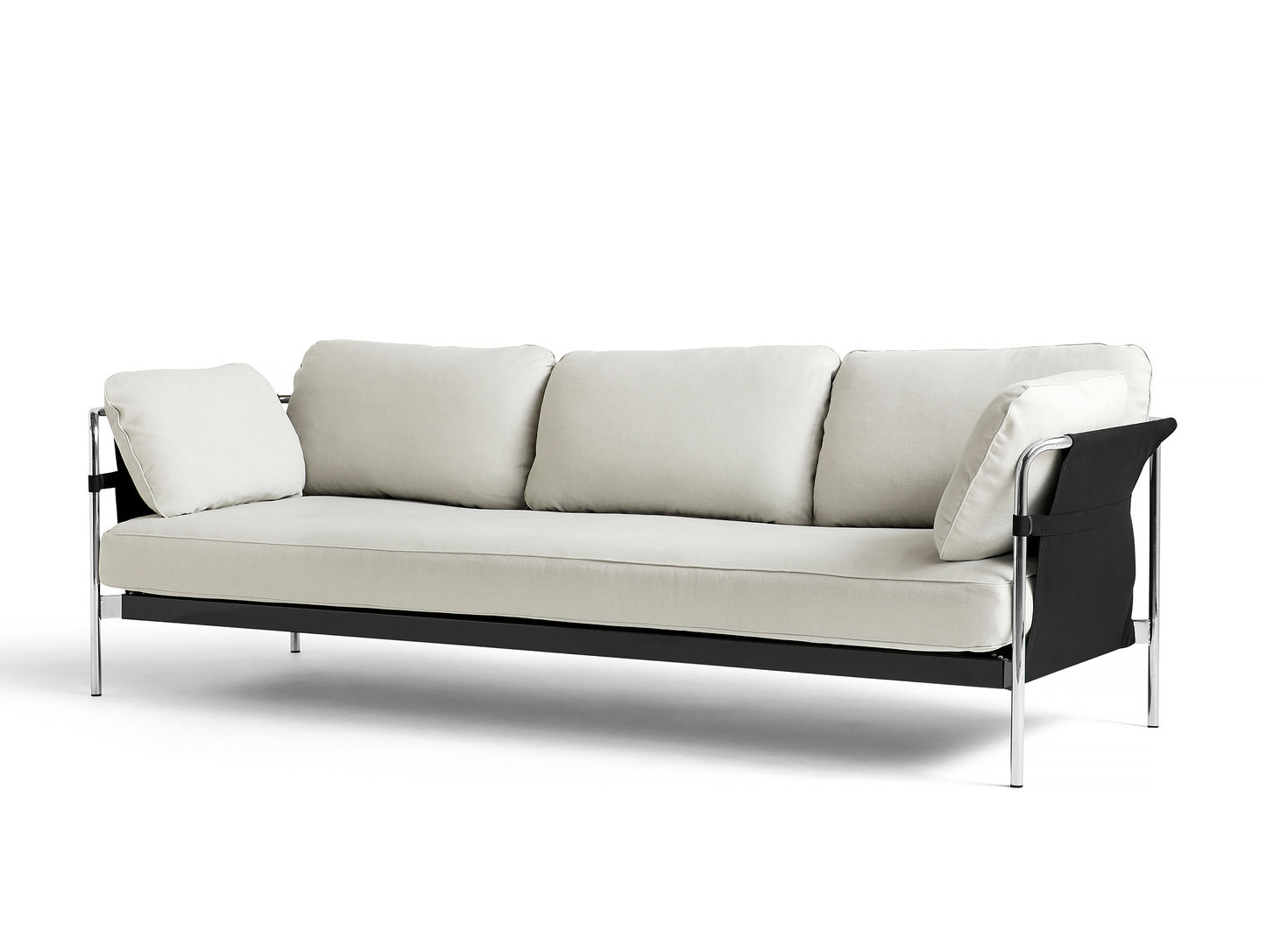 HAY Can Sofa, 3-Seater, Chrome frame, Black Outer, Linara 311