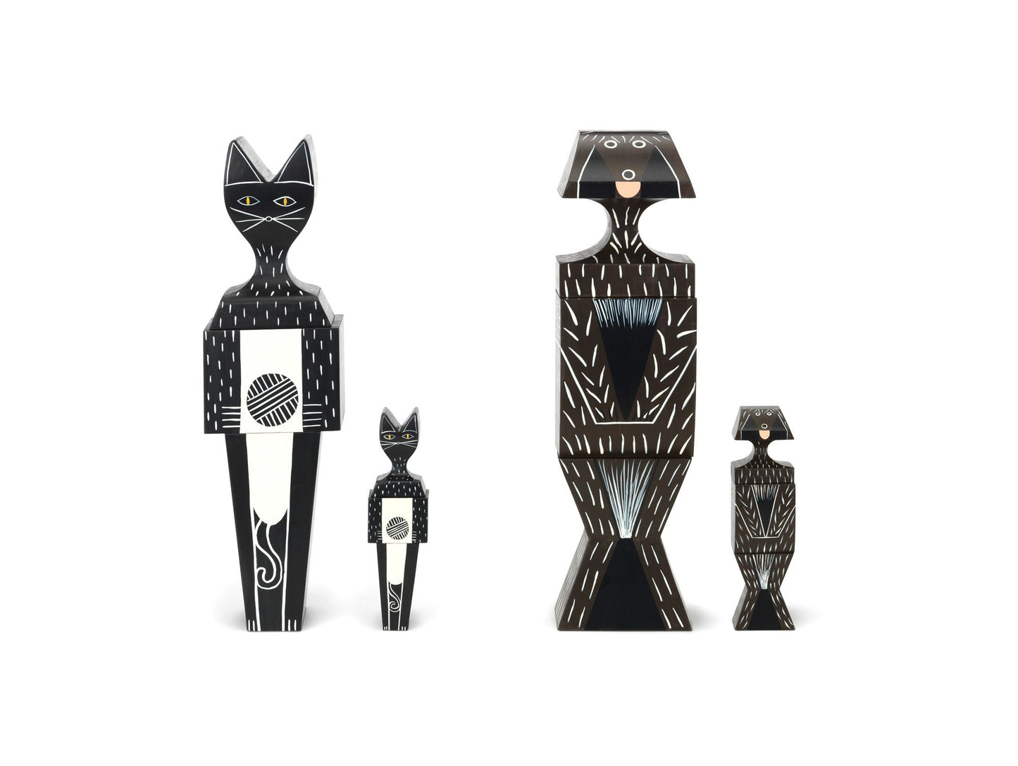 Wooden Dolls Cat and Dog