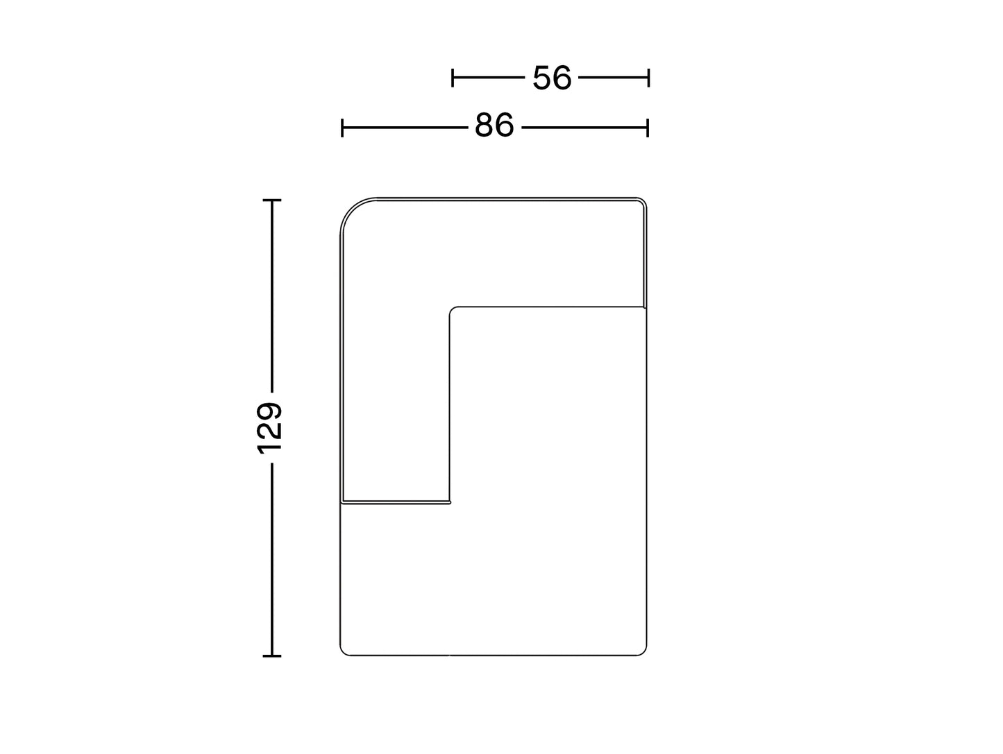 Eave Modular Sofa 86 - Group 3: Chaise Longue Module / Left Armrest (Sitting Right)