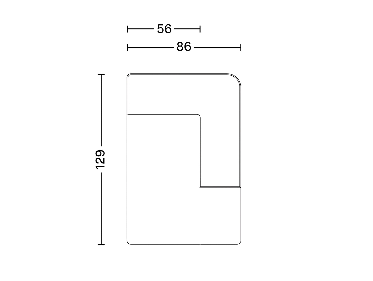 Eave Modular Sofa 86 - Group 2: Chaise Longue Module / Right Armrest (Sitting Left)
