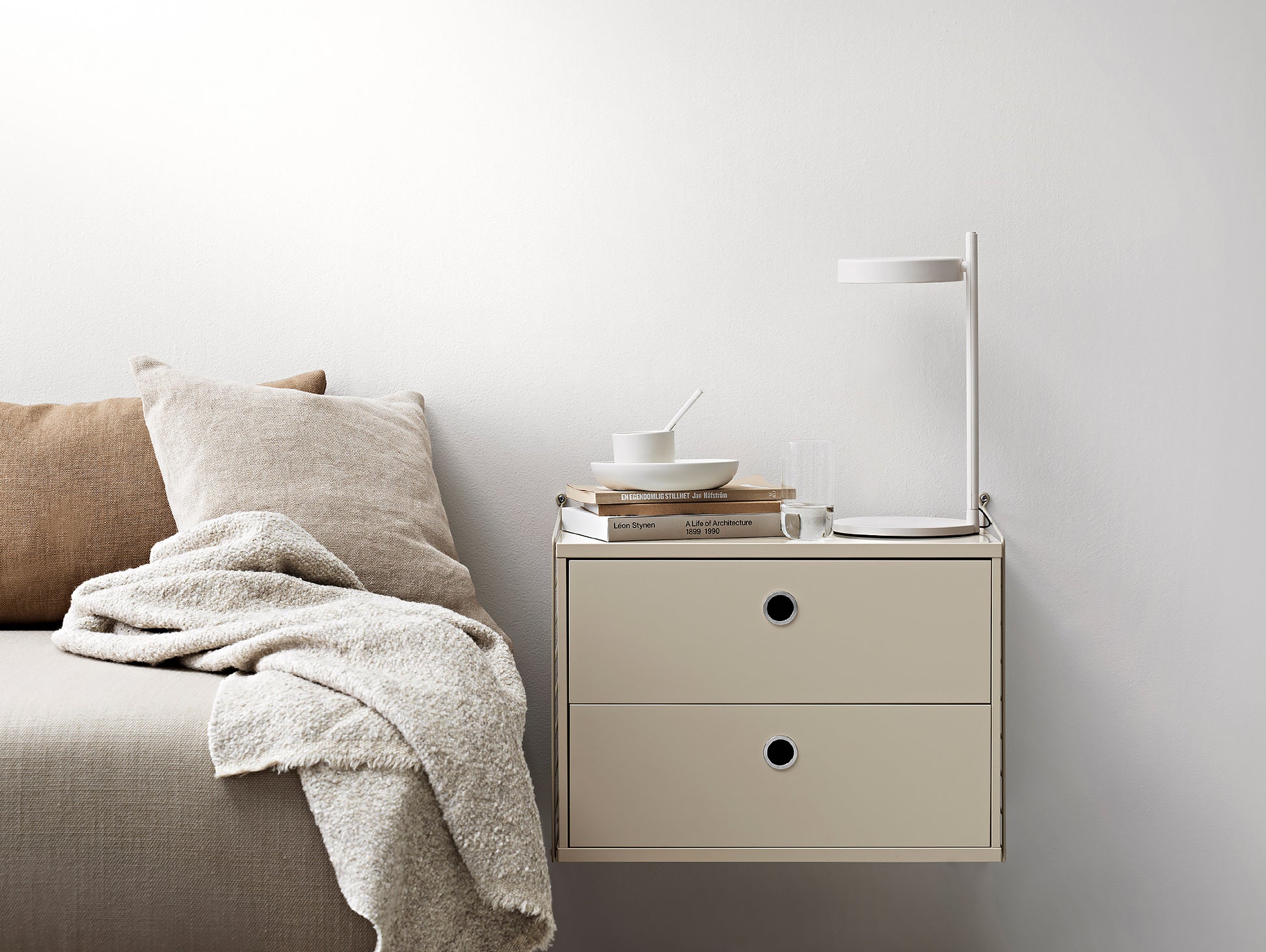 String Chest with 2 Drawers - Beige / 58 x 30