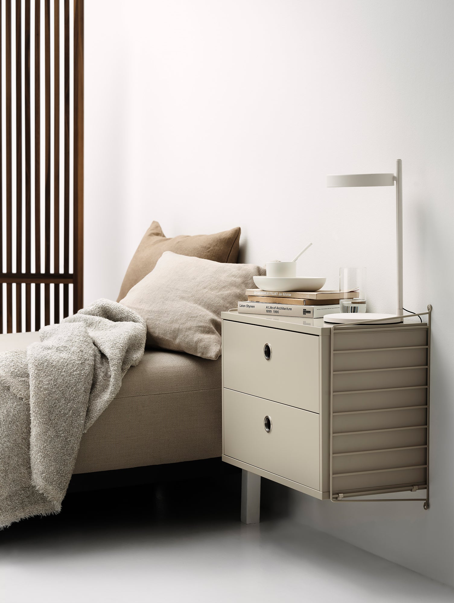 String Chest with 2 Drawers - Beige / 58 x 30