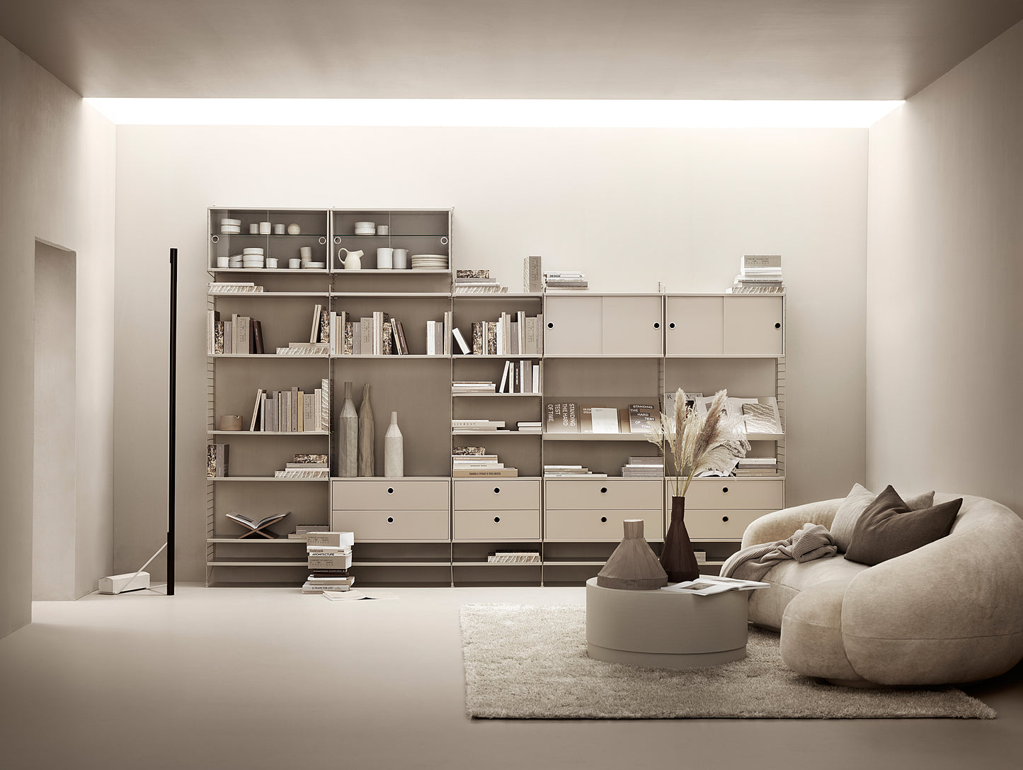 String System Cabinet with Sliding Doors