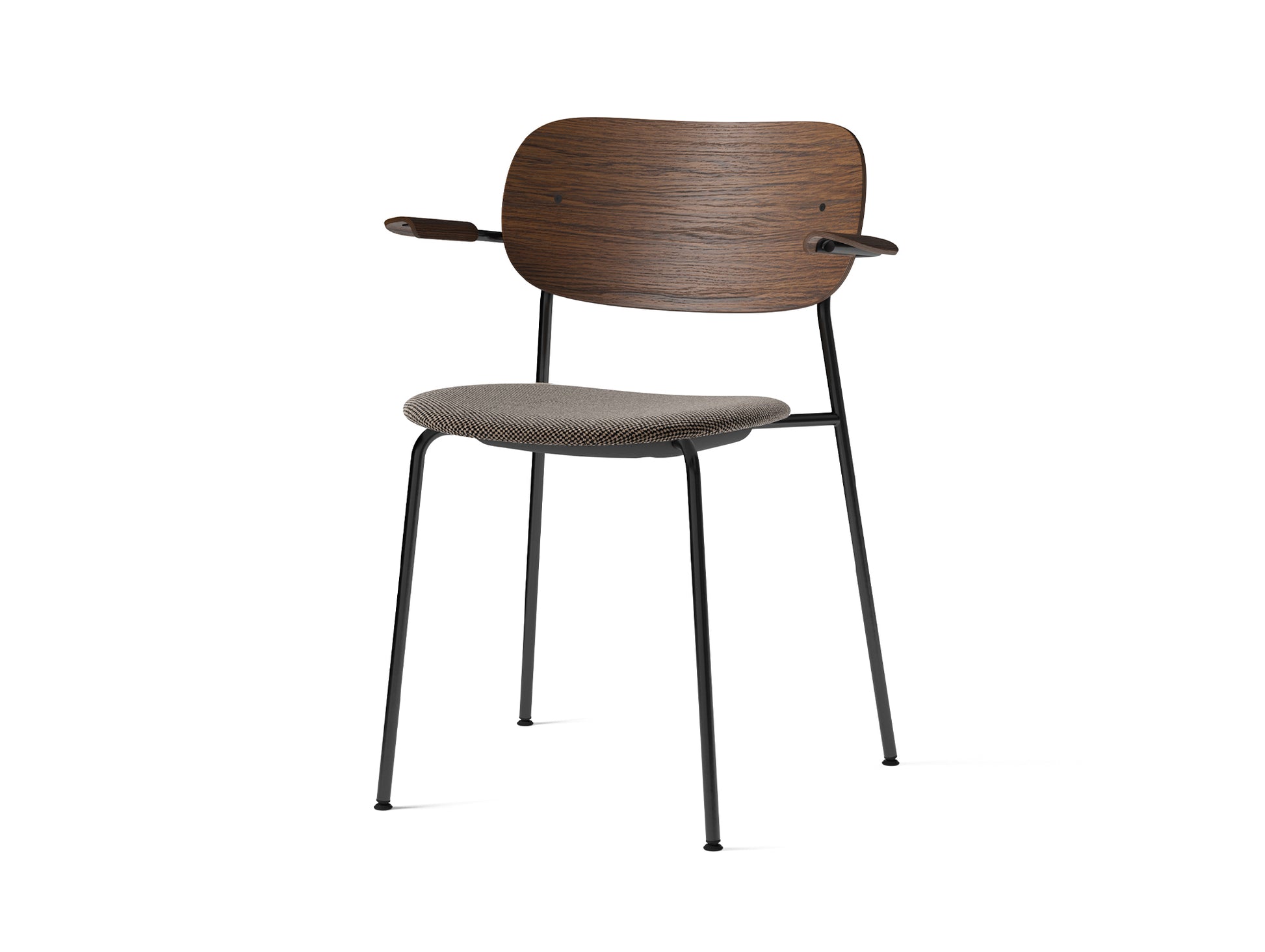 Co Dining Chair Upholstered by Menu - With Armrest / Black Powder Coated Steel / Dark Oak / Doppiopanama_001