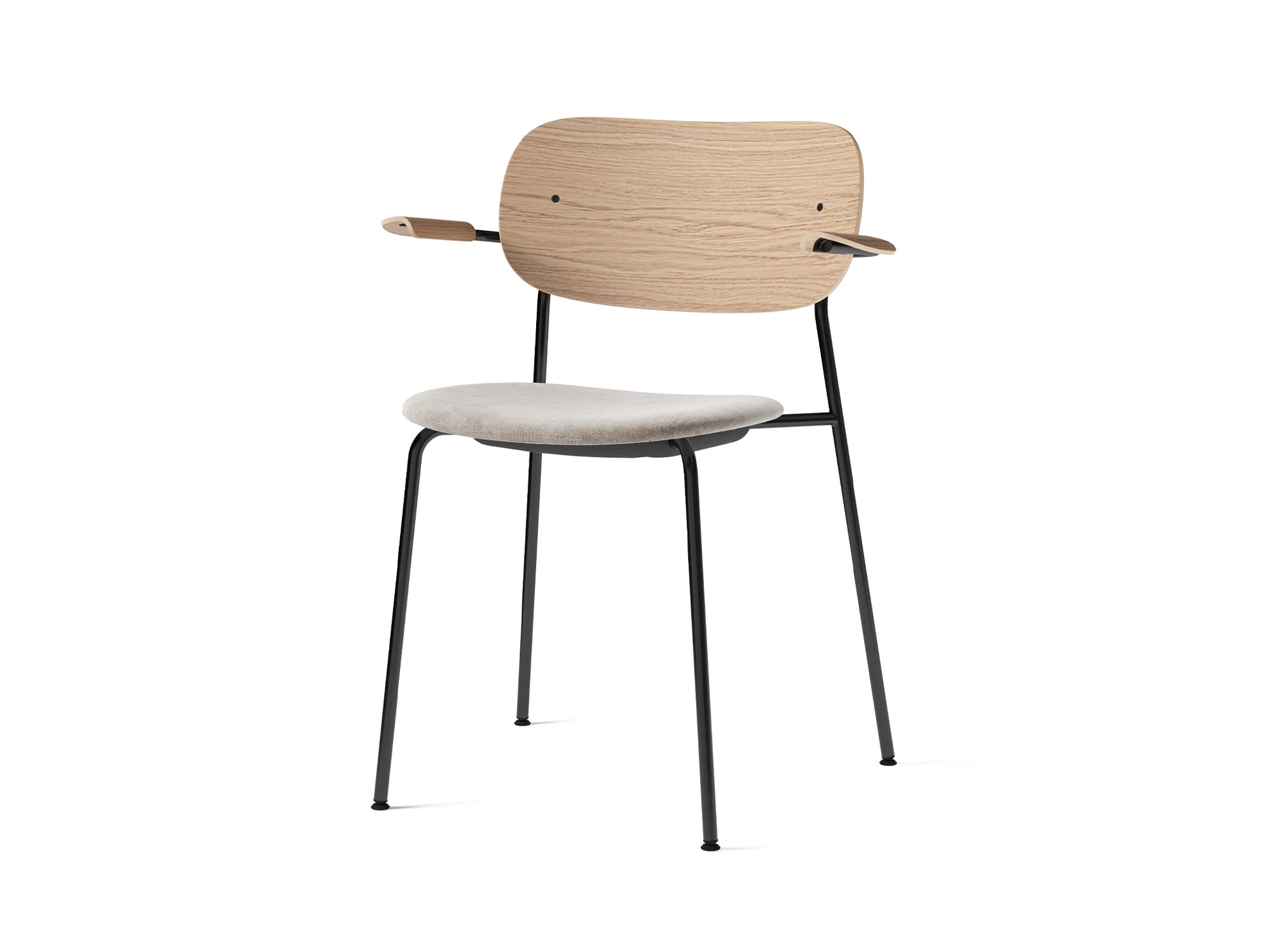 Co Dining Chair Upholstered by Menu - With Armrest / Black Powder Coated Steel / Natural Oak / Maple 222