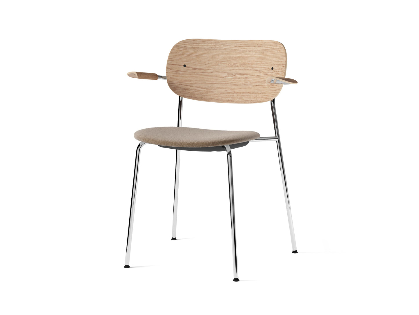Co Dining Chair Upholstered by Menu - With Armrest / Chromed Steel / Natural Oak / Lupo 004