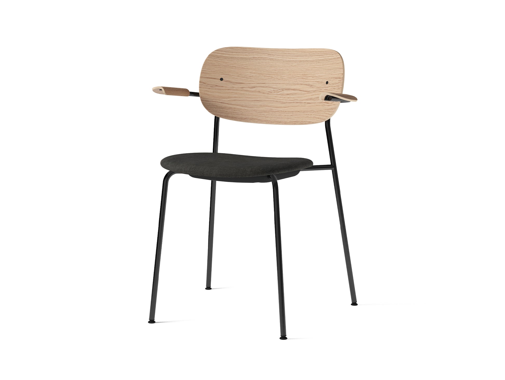 Co Dining Chair Upholstered by Menu - With Armrest / Black Powder Coated Steel / Natural Oak / Remix 3 152