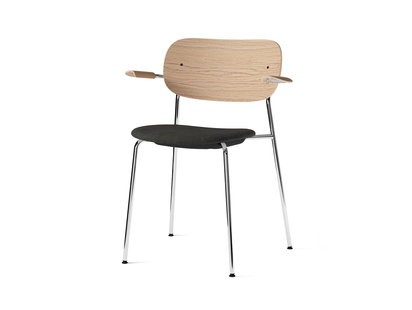 Co Dining Chair Upholstered by Menu - With Armrest / Chromed Steel / Natural Oak / Remix 3 152