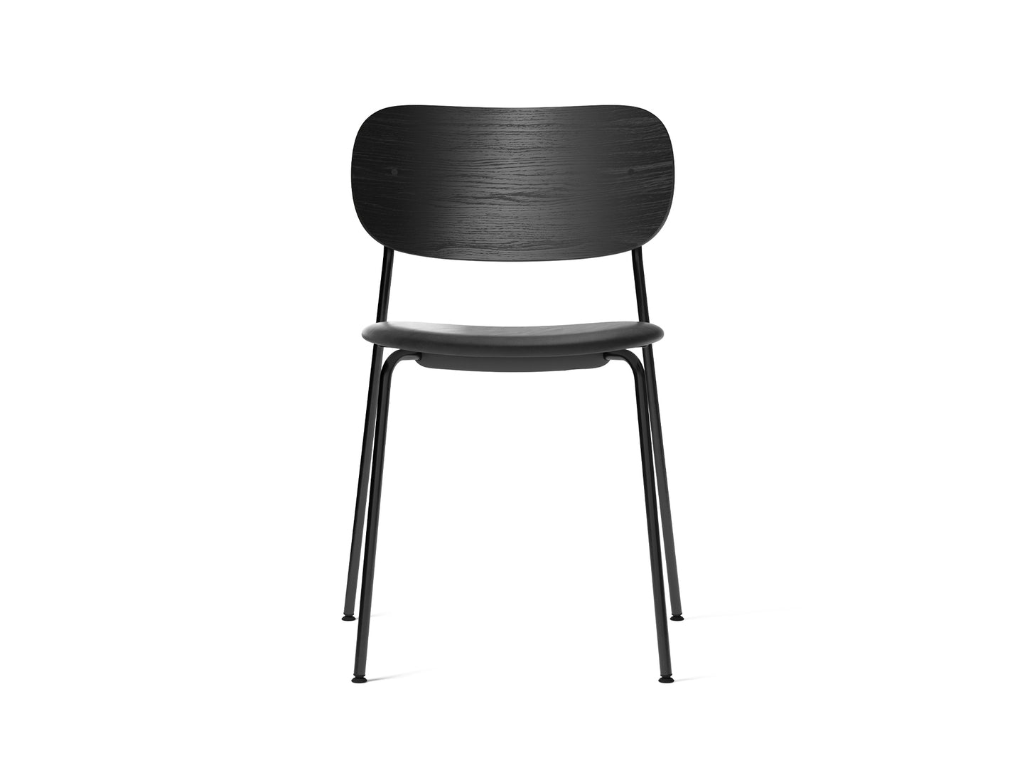 Co Dining Chair Upholstered by Menu - Without Armrest / Black Powder Coated Steel / Black Oak / Black Dakar Leather