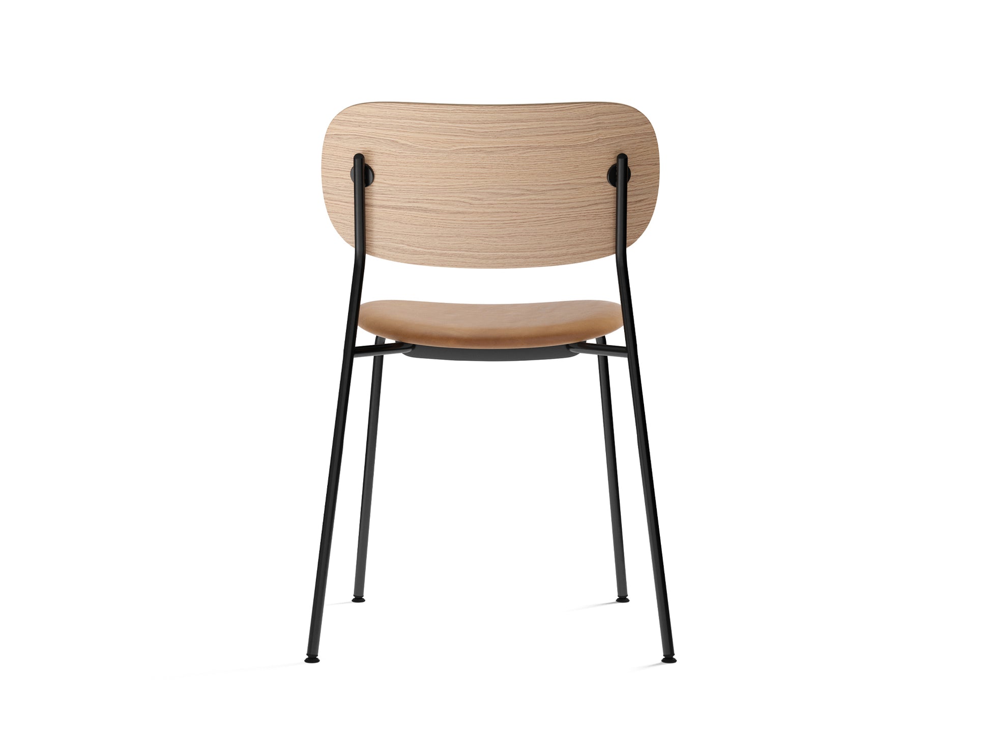 Co Dining Chair Upholstered by Menu - Without Armrest / Black Powder Coated Steel / Natural Oak / Dakar Cognac Leather