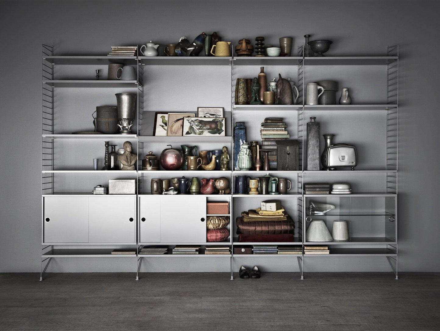 String System Cabinet with Sliding Doors