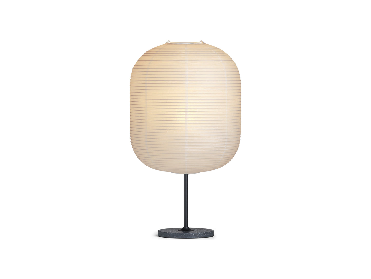 Common Table Lamp by HAY - Oblong Shade / Soft Black Stem / Black Terrazzo Base