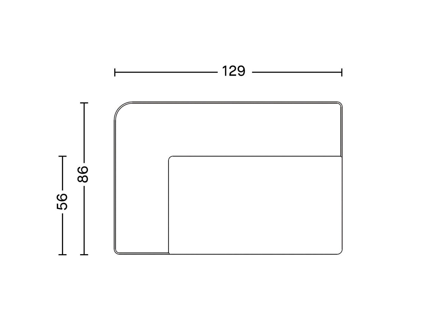 Eave Modular Sofa 86 - Group 2: Corner Module 129 / Left Armrest (Sitting Right)