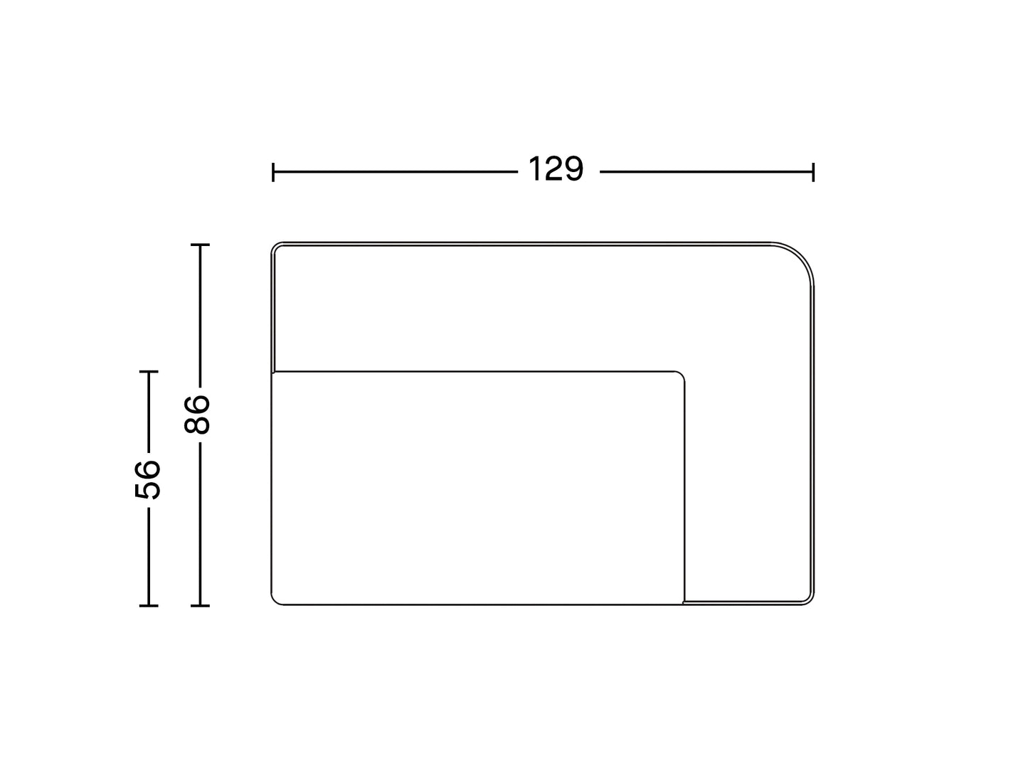 Eave Modular Sofa 86 - Group 3: Corner Module 129 / Right Armrest (Sitting Left)