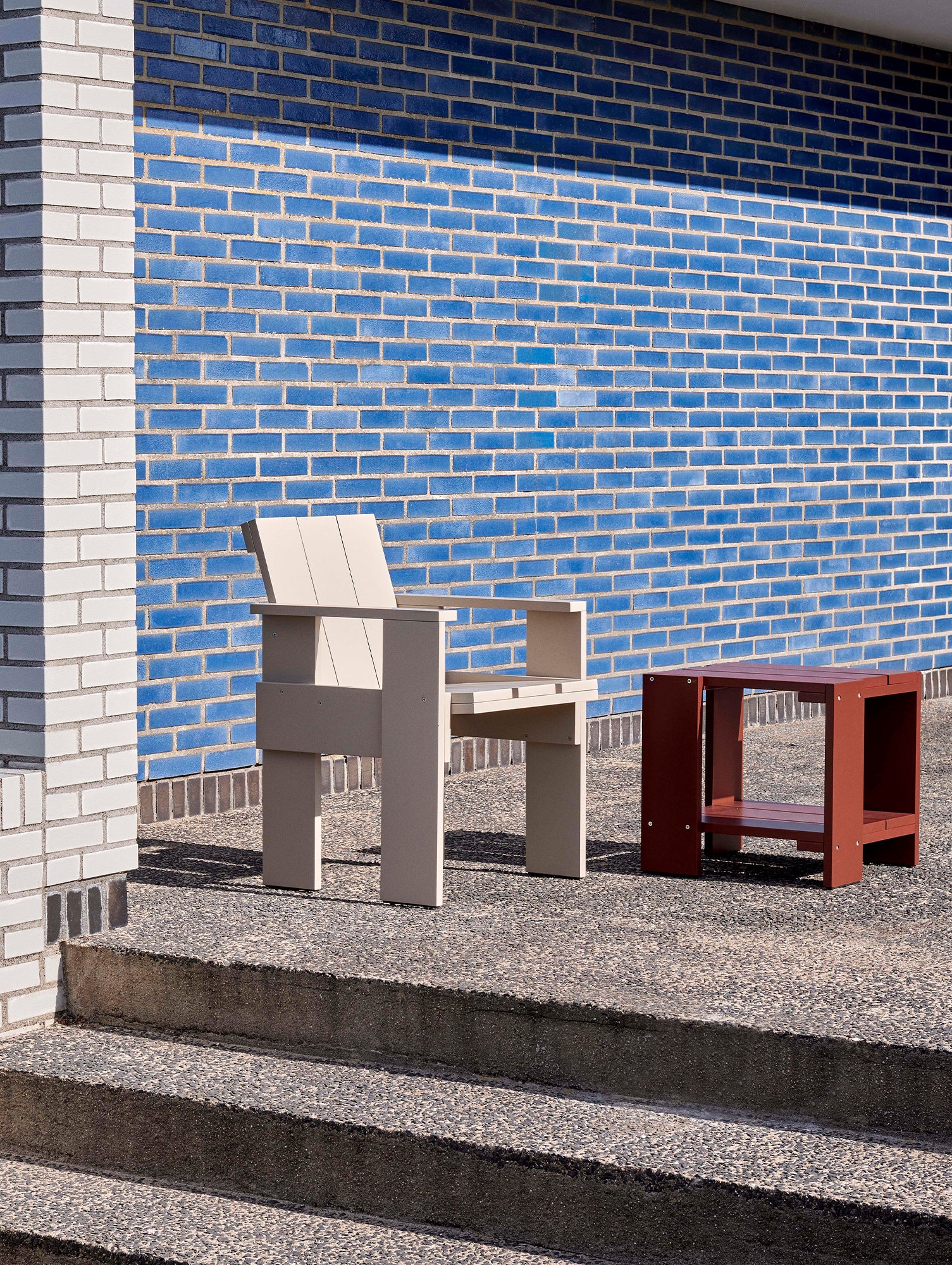 Crate Side Table by HAY - Iron Red Lacquered Pinewood