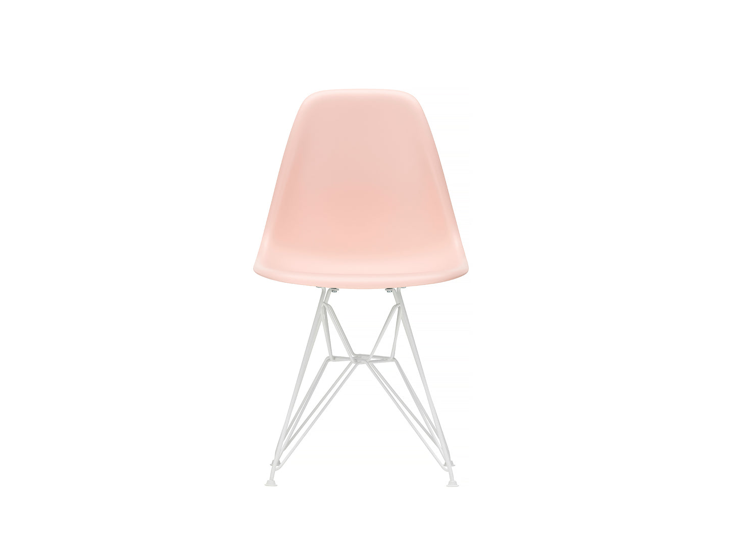 Eames DSR Plastic Side Chair (New Height) in Pale Rose with White Base by Vitra