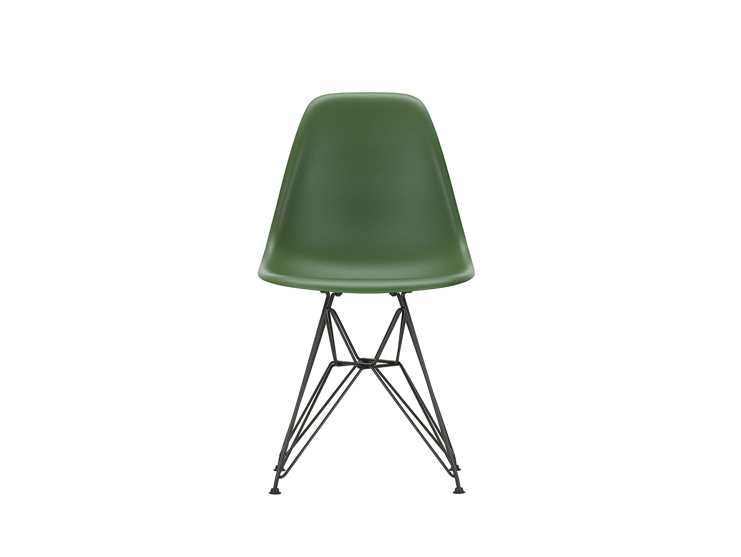 Eames DSR Plastic Side Chair (New Height) in Forest with Basic Dark Base by Vitra