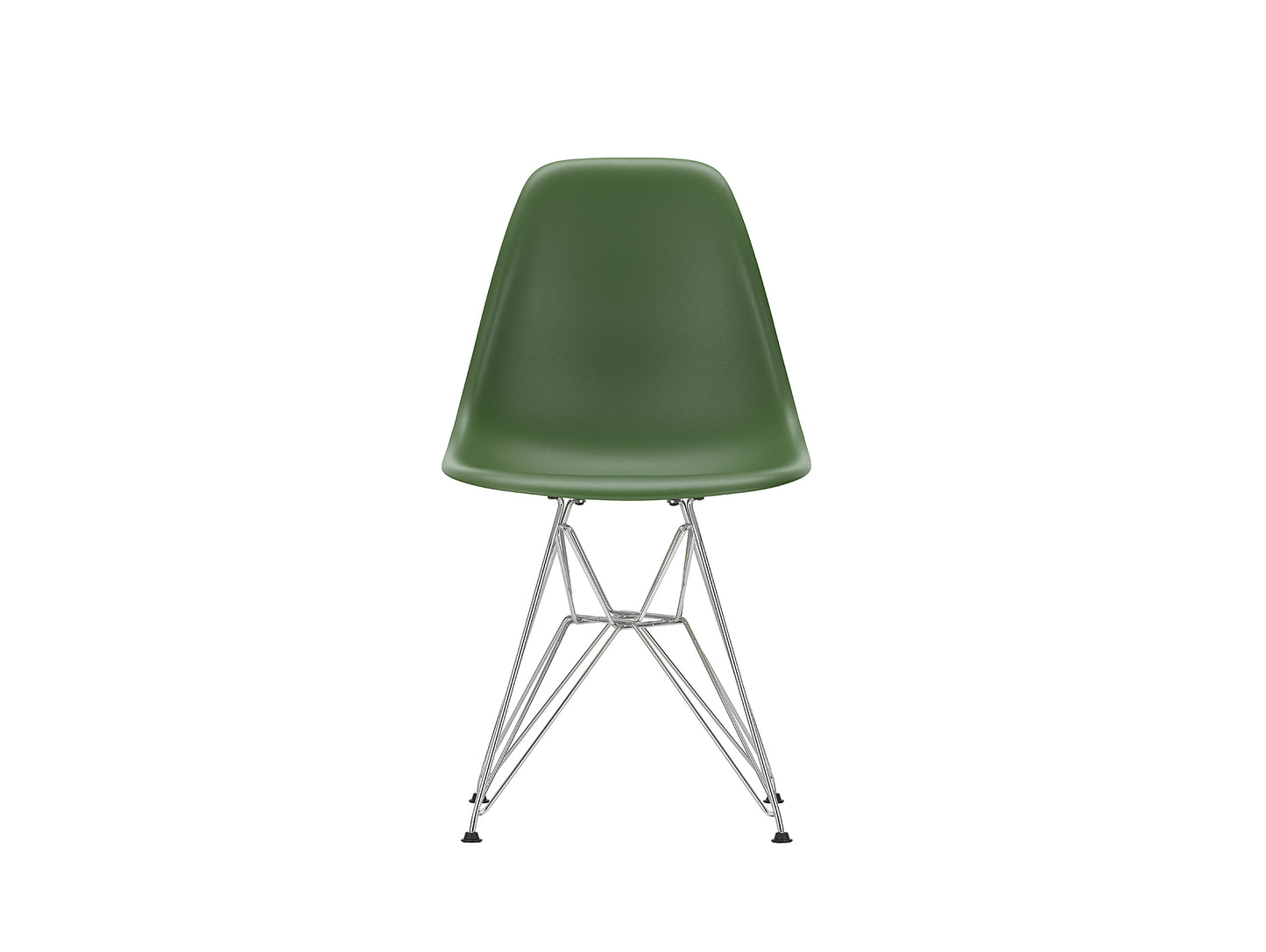 Eames DSR Plastic Side Chair (New Height) in Forest with Chrome Base by Vitra