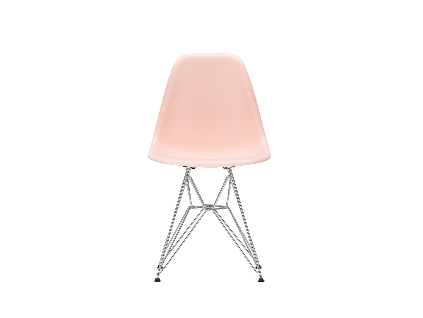 Eames DSR Plastic Side Chair (New Height) in Pale Rose with Chrome Base by Vitra