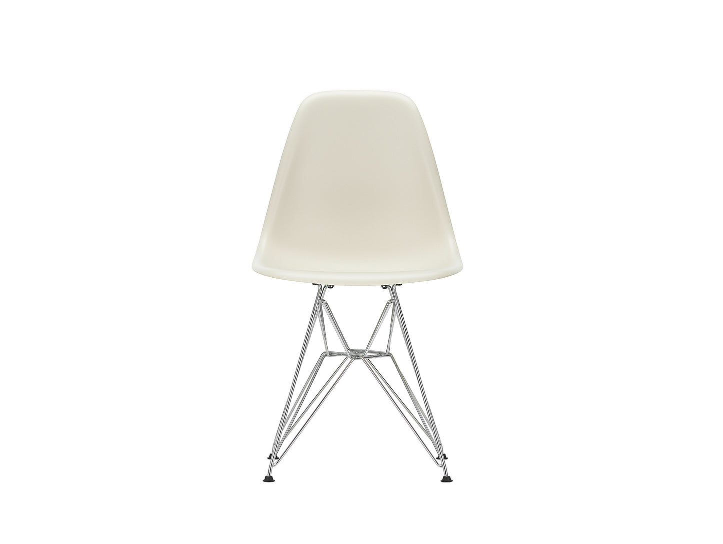 Eames DSR Plastic Side Chair (New Height) in Pebble with Chrome Base by Vitra