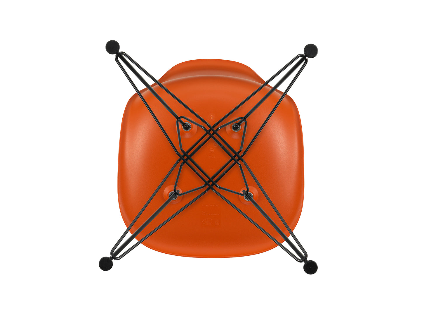 Eames DSR Plastic Side Chair (New Height) in Rusty Orange with Basic Dark Base by Vitra