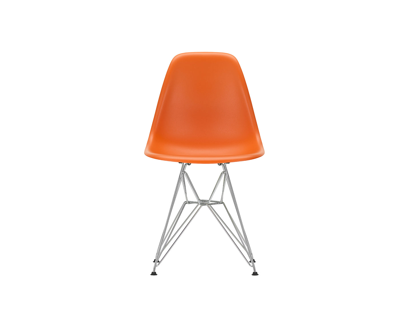 Eames DSR Plastic Side Chair (New Height) in Rusty Orange with Chrome Base by Vitra