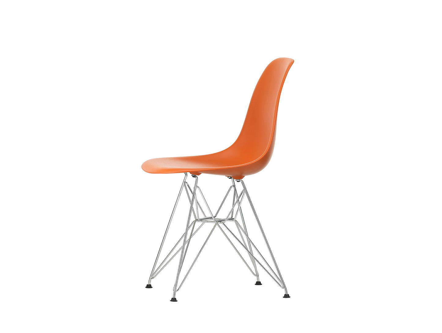 Eames DSR Plastic Side Chair (New Height) in Rusty Orange with Chrome Base by Vitra