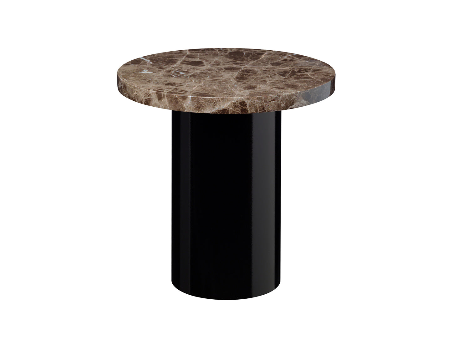 CT09 Enoki Side Table by e15 - (D40 H40 cm) Dark Emperador Marble Tabletop / Jet Black Steel Base