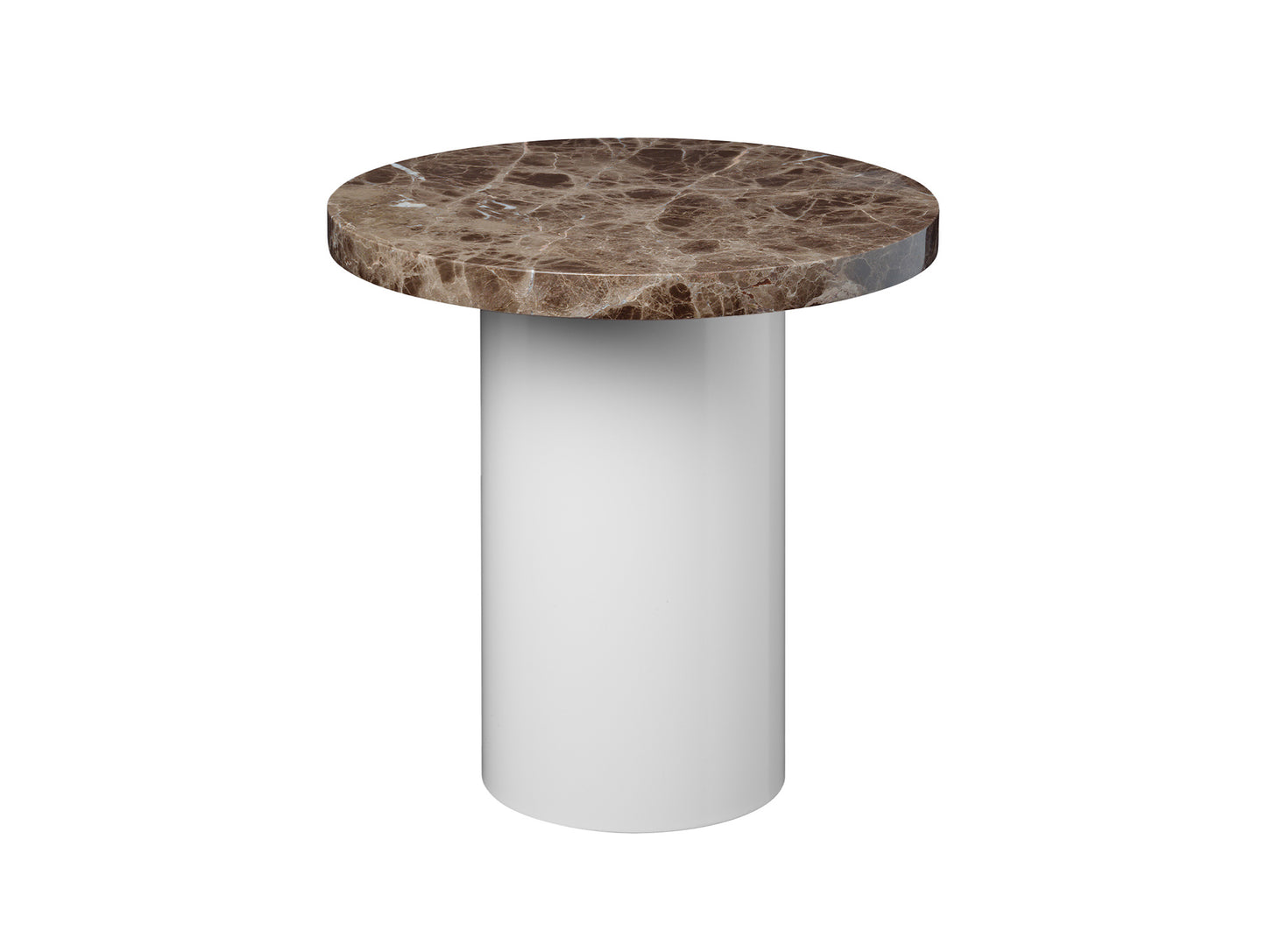 CT09 Enoki Side Table by e15 - (D40 H40 cm) Dark Emperador Marble Tabletop / Signal White Steel Base