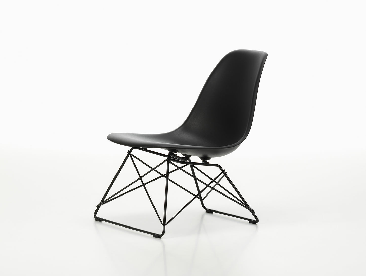 Eames LSR Plastic Side Chair by Vitra - Deep Black / Black Basic Dark Wire Base