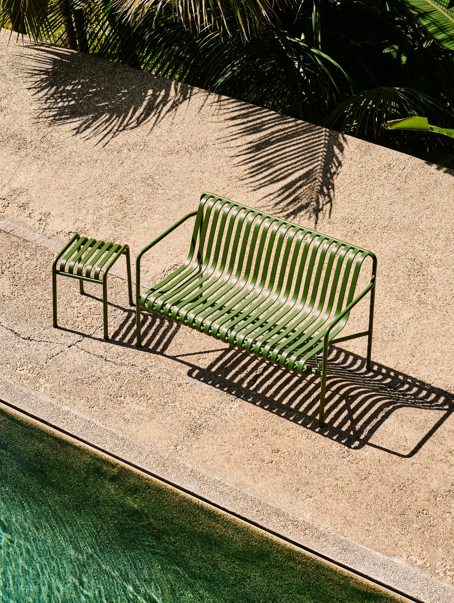 HAY Palissade Dining Bench and Stool in Olive