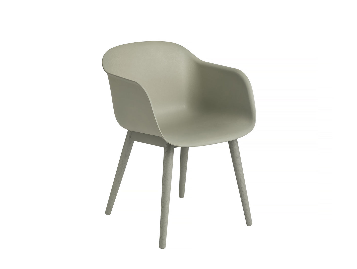 Fiber Armchair with Wood Base, Dusty Green Shell, Dusty Green Base