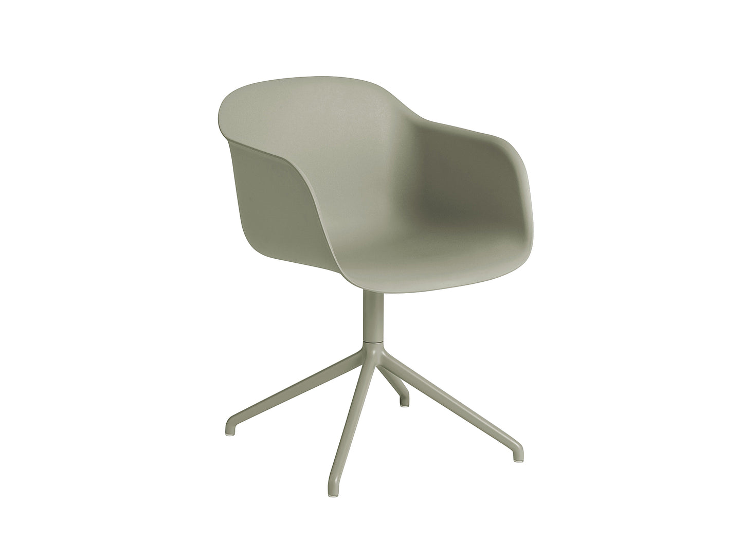 Dusty Green Fiber Armchair with Swivel Base by Muuto