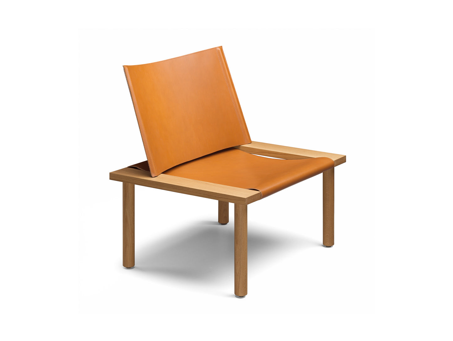 EC06 Ilma Lounge Chair by e15 - Waxed Oak / Brandy Harness Leather