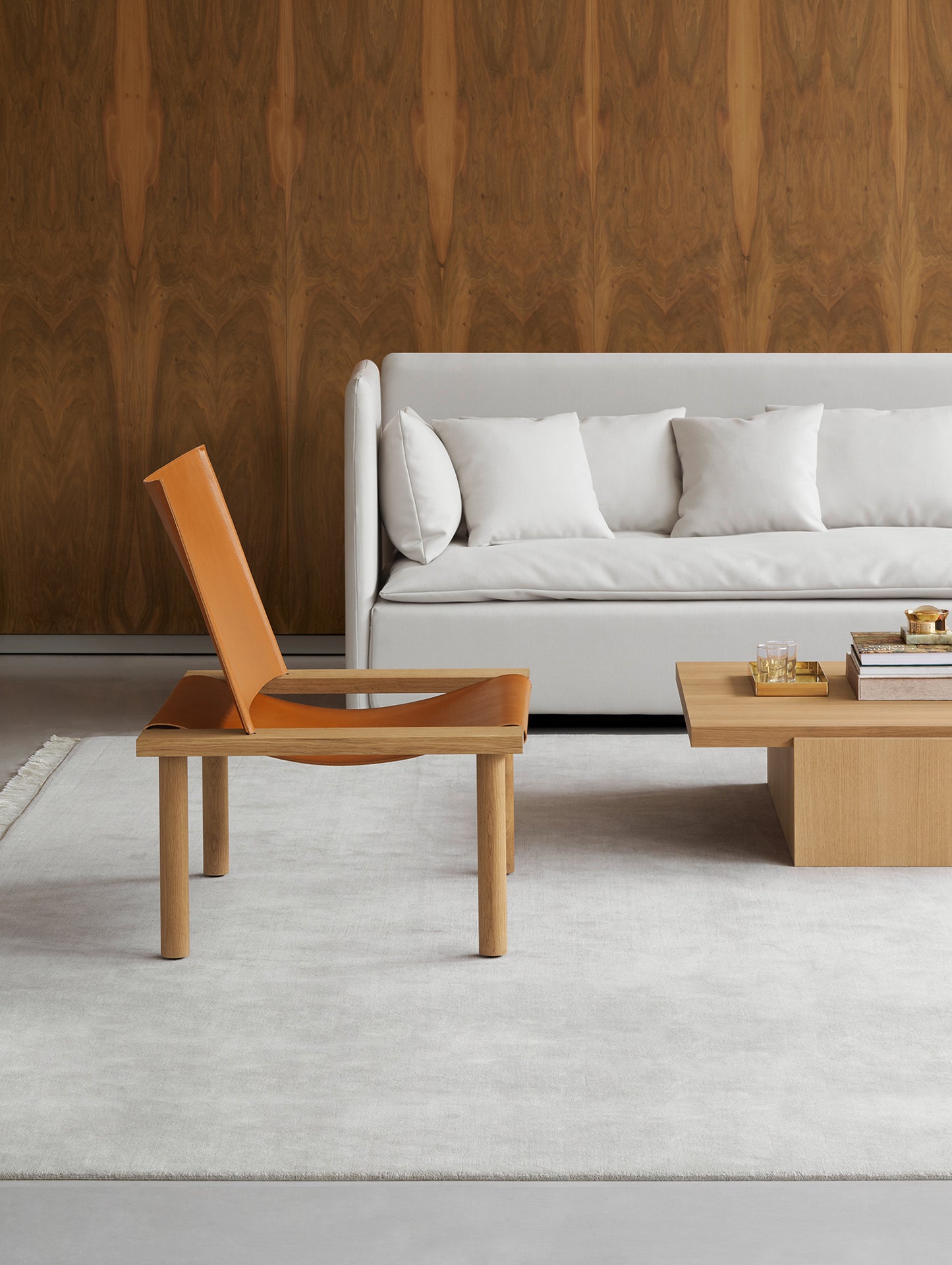 EC06 Ilma Lounge Chair by e15 - Waxed Oak / Brandy Harness Leather