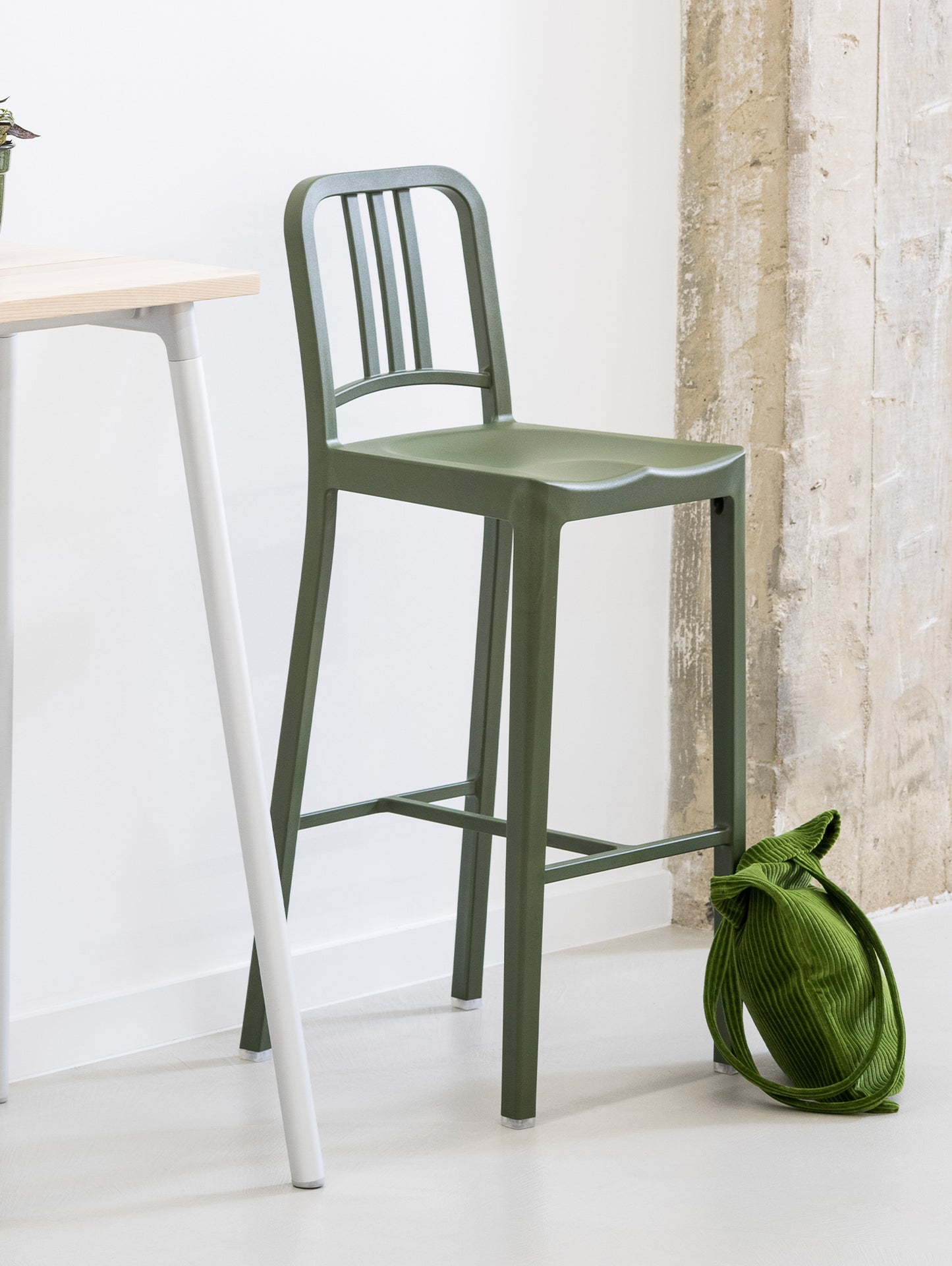 111 Navy Bar Stool by Emeco - Cypress Green