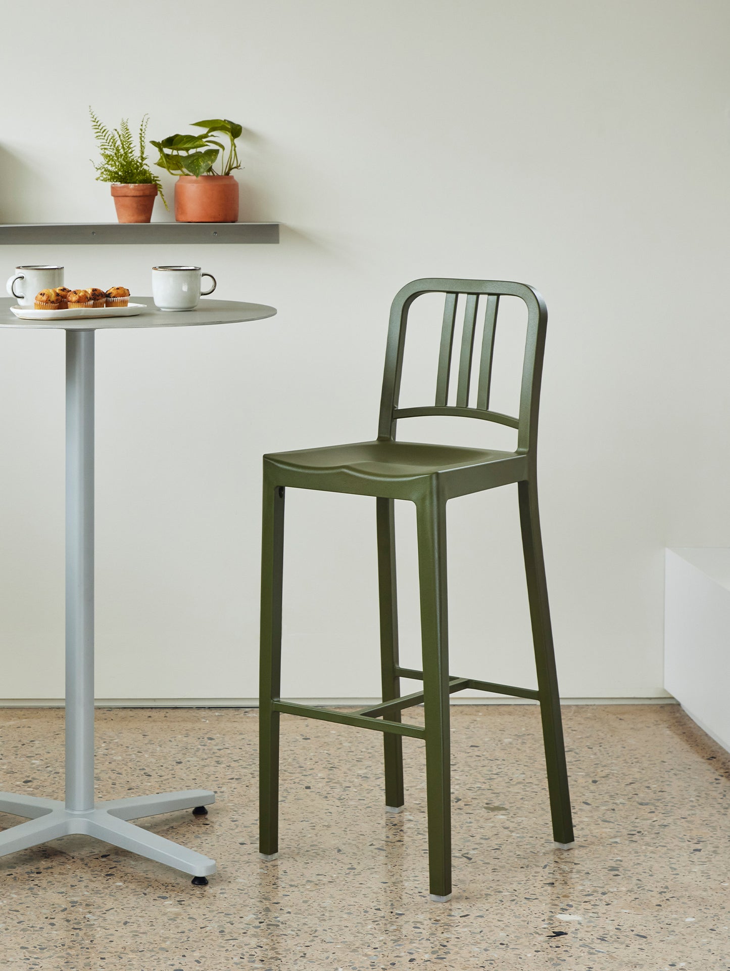 111 Navy Bar Stool by Emeco - Cypress Green